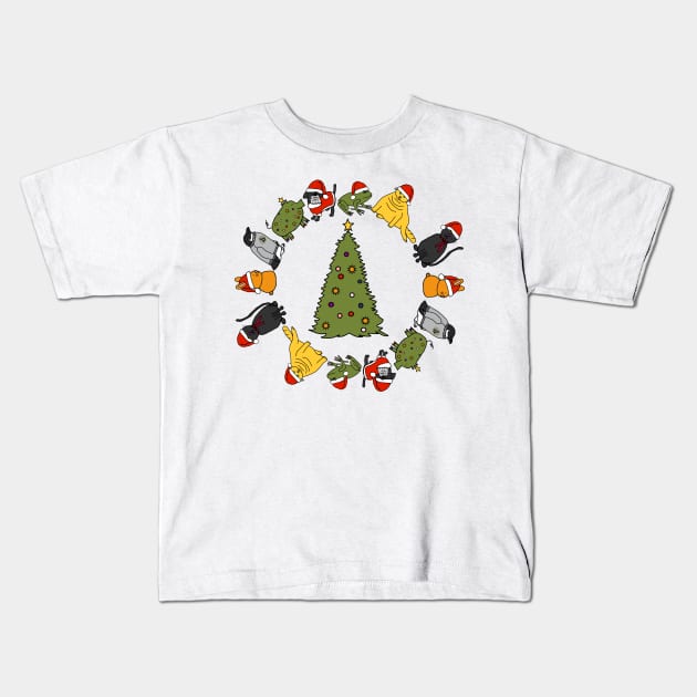 Christmas Holidays Cute Animals Stars Candy Canes Christmas Tree Kids T-Shirt by ellenhenryart